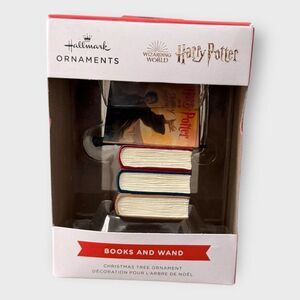 Hallmark 2021 Harry Potter Books and Wand Wizarding World Christmas Ornament New